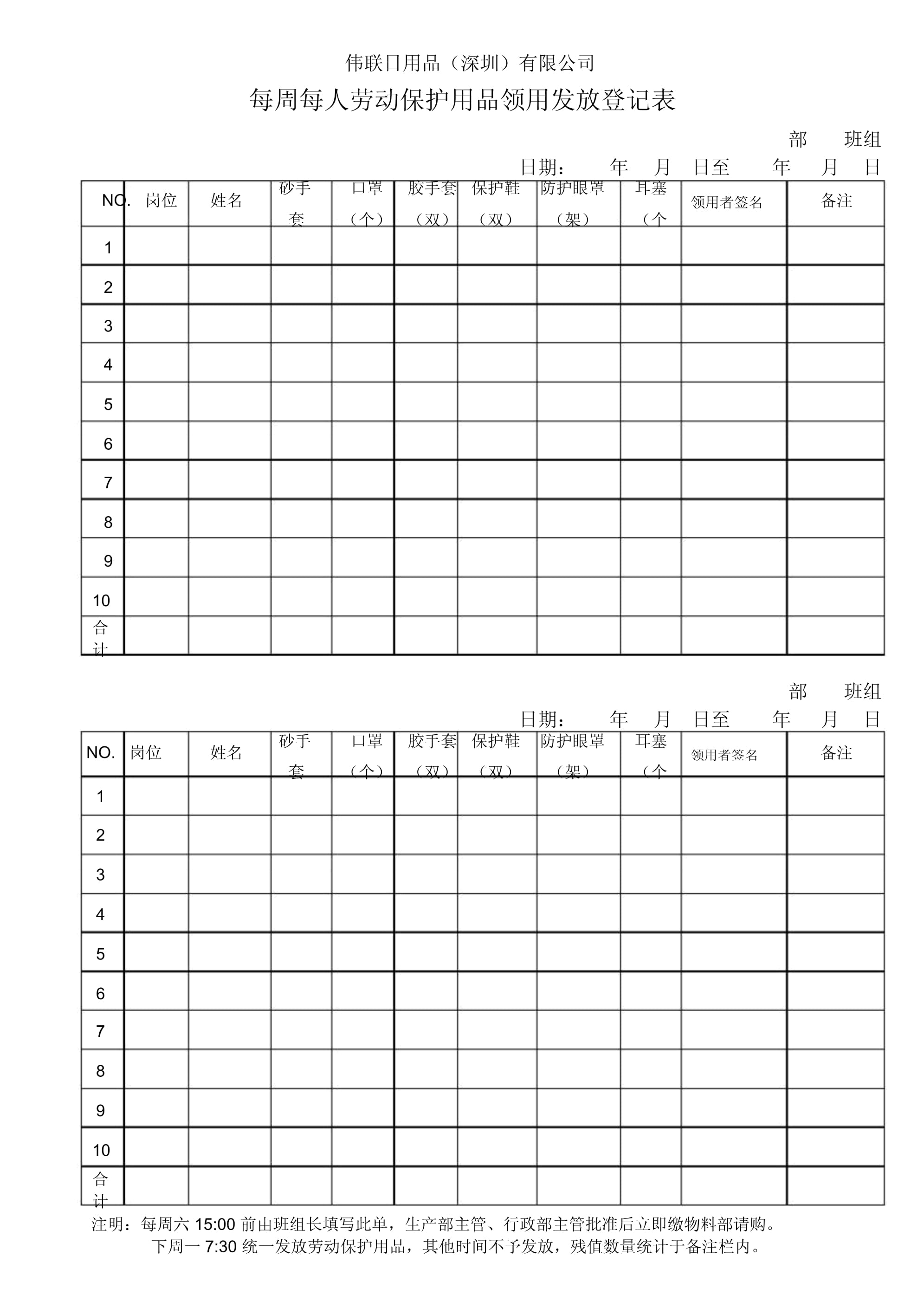 勞動保護用品領(lǐng)用發(fā)放登記表的管理與銷售策略